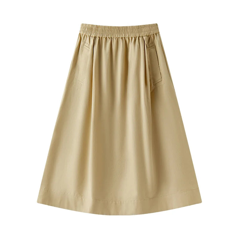 Semir Skirt Women 2025 New Spring Elastic Waist Solid Color Versatile Spring New Version Hip-covering A-line Umbrella Skirt