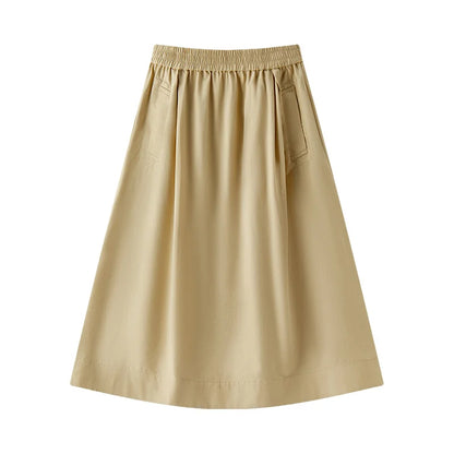 Semir Skirt Women 2025 New Spring Elastic Waist Solid Color Versatile Spring New Version Hip-covering A-line Umbrella Skirt