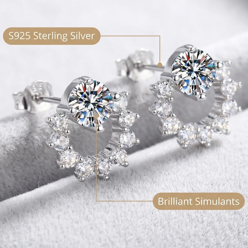 Fine Jewelry 925 Sterling Silver Earrings Inlaid With Zircon Crystal Flower Earrings Charm Jewelry For Women Gift Engagement