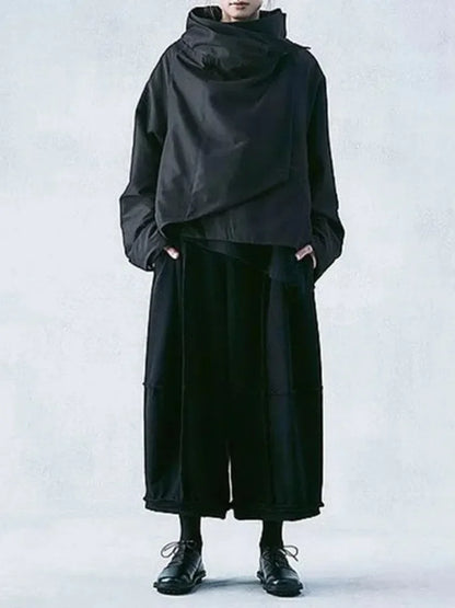 UOOZEE 2025 New Fall Women Solid Color Stand Collar Jackets Tops Fashion Asymmetrical Loose Long Sleeves Streetwear Blouse