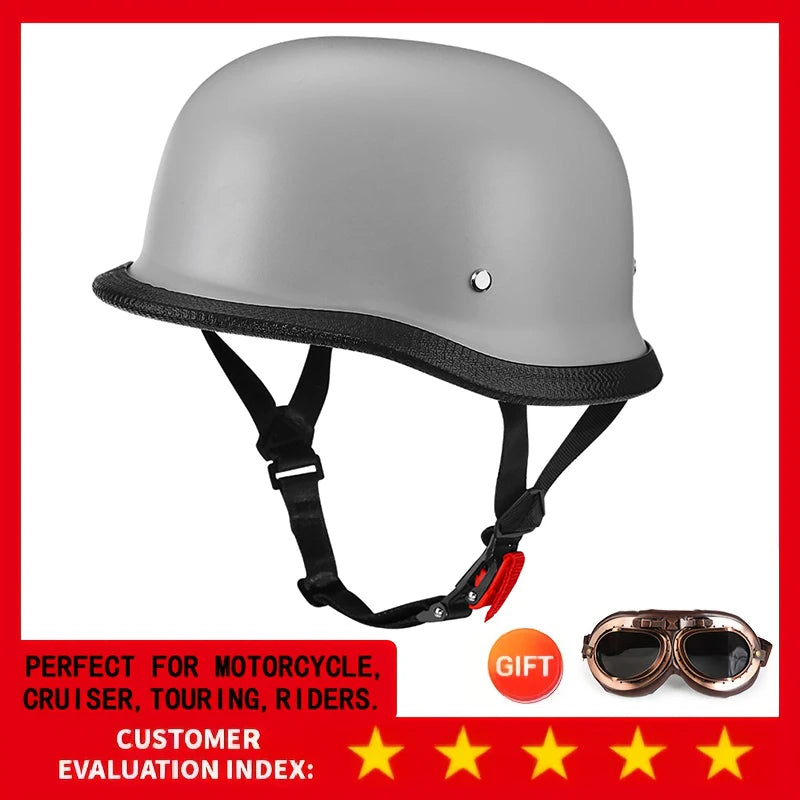 Motorcycle Half Helmet German Leather Vintage Helmet Casco Moto Motorcycle Open Face Helmet Biker Pilot DOT Certification M-L-XL
