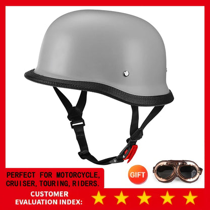 Motorcycle Half Helmet German Leather Vintage Helmet Casco Moto Motorcycle Open Face Helmet Biker Pilot DOT Certification M-L-XL