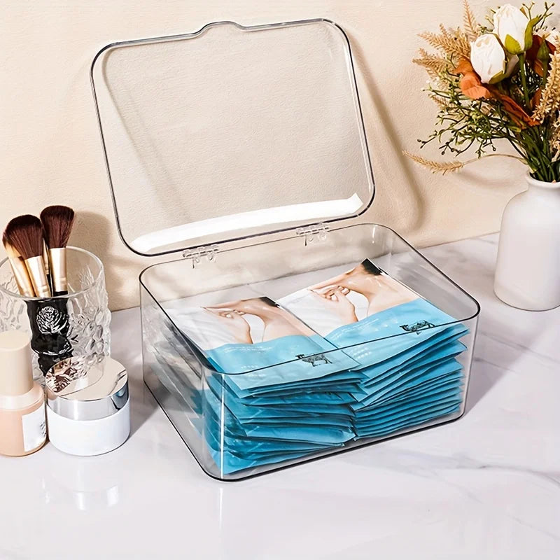 Acrylic Clear Storage Organizer Box - Clamshell Design for Home, Office Essentials with Multi-Purpose Stationery Organizers