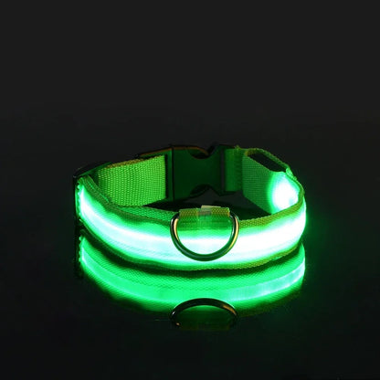 Dog Collar Nylon LED Night Safety Flashing Glow In The Dark Pet Dog Leash Pet Dogs Luminous Fluorescent Dog Accessories Collar