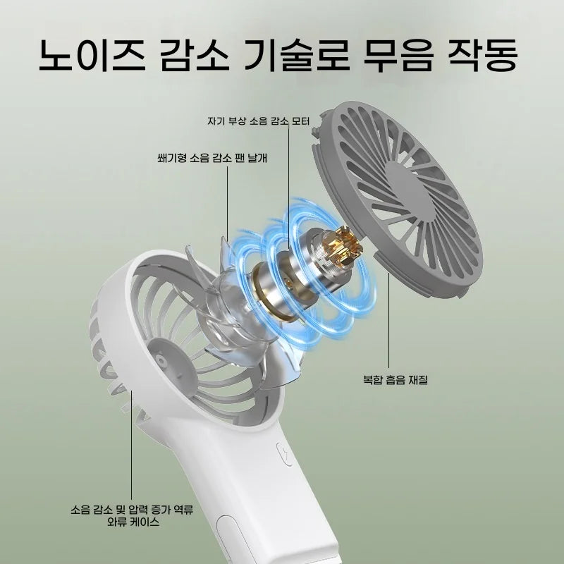 Portable Mini Foldable Fan USB Rechargeable Silent with Carabiner Handheld Pocket Fan for Home Office Travel Outdoor