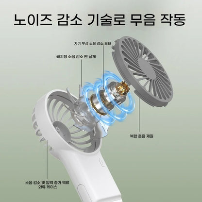Portable Mini Foldable Fan USB Rechargeable Silent with Carabiner Handheld Pocket Fan for Home Office Travel Outdoor