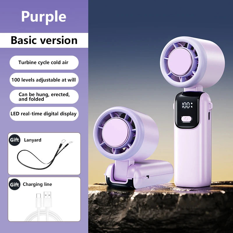 Lenovo Ice Compress Handheld Fan Portable Outdoor Usb Digital Display Folding Refrigeration High Speed Violent Turbine Small Fan