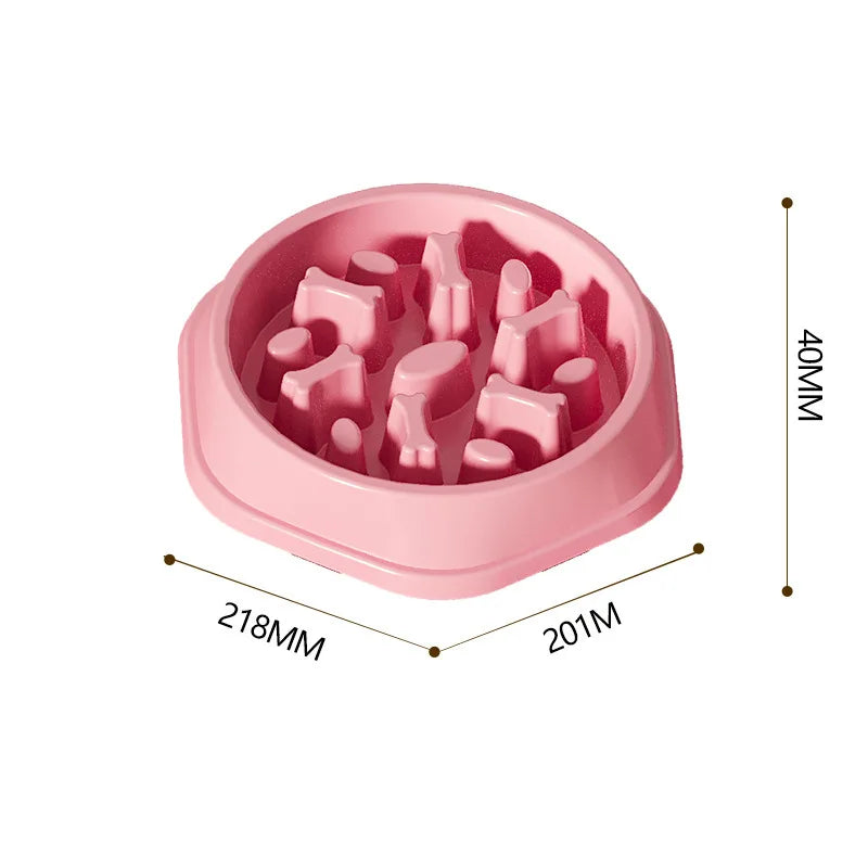 Pet Cat Dog Slow Food Bowl Fat Help Healthy Round Anti-choking Thickened And Non-slip Multiple Colors Shapes