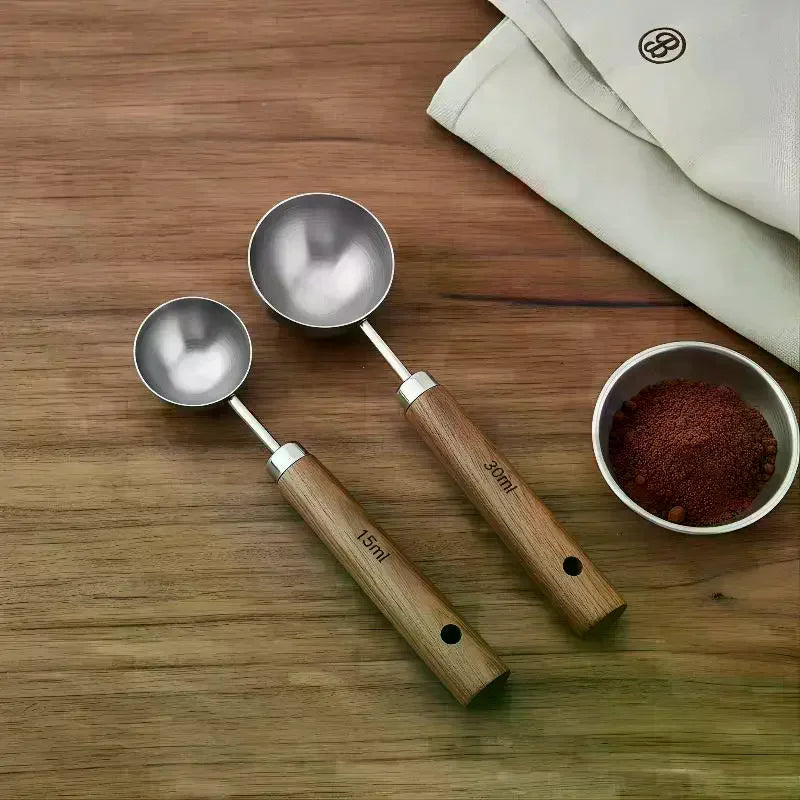 Coffee Tablespoon - Walnut Wood & Stainless Steel Scoop for Home Baristas & Cafe Decor - Perfect Kitchen Accessory