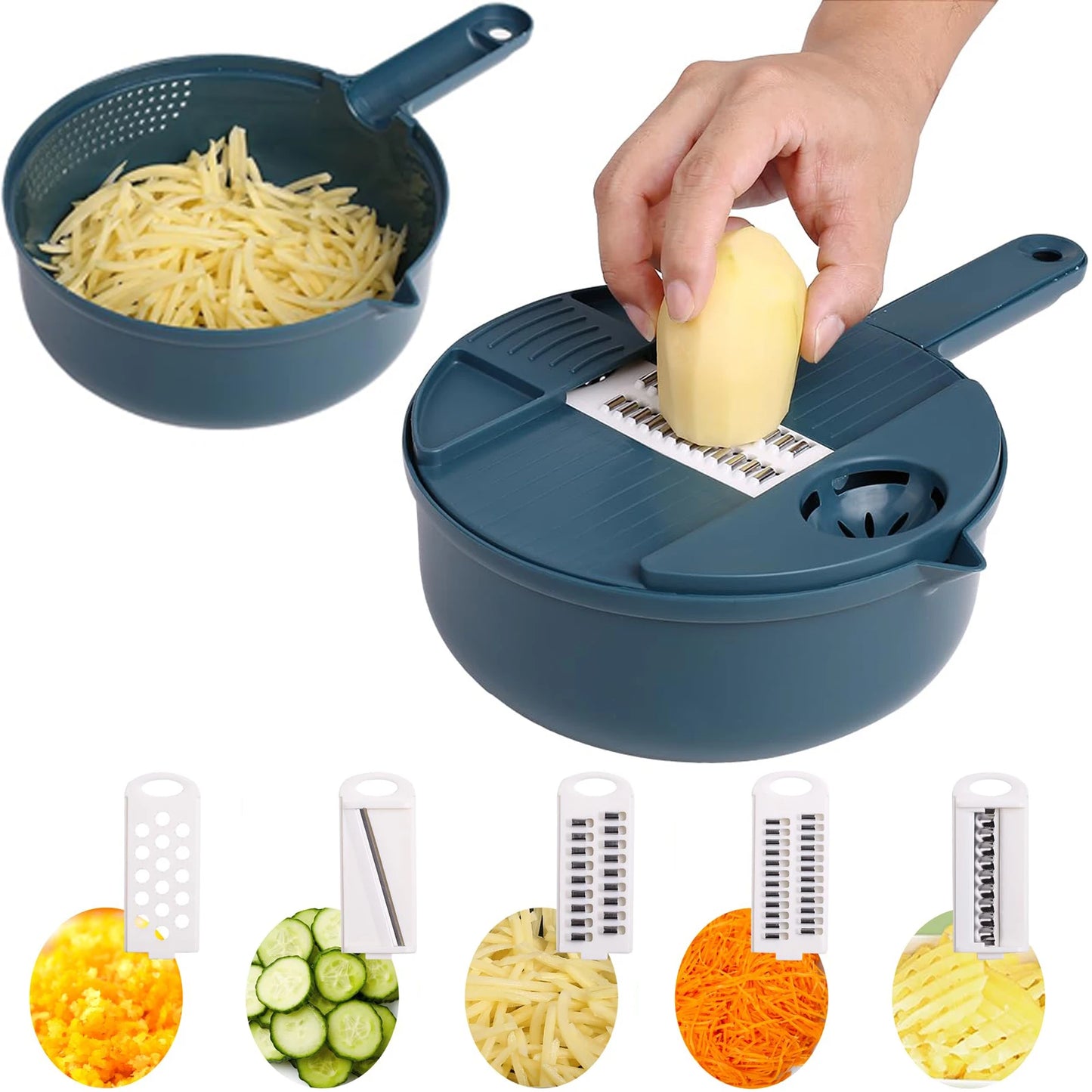 9-In-1 Multifunctional Vegetable Chopper Radish Carrot And Potato Chopper Manual Shredding And Slicing Machine  Kitchen Tool
