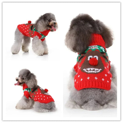 Dog Sweater, Pet Hoodie, Skull Coat, Pet Clothing, Elk Christmas Puppy Dog Clothes, Autumn Pet Clothes