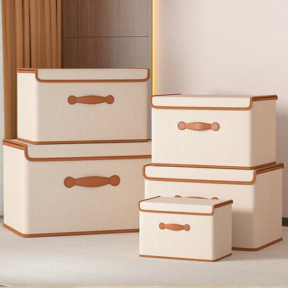Storage Bins with Lids, Collapsible Closet Organizer Container, Fabric Organizer Box with Handles, Storage Boxes for Clothes