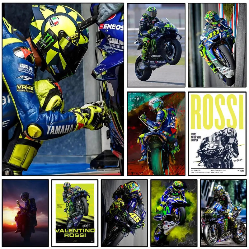 Painting Calligraphy HD Waterproof Canvas Wall Art Poster Home Room Decor Gift Motorcycle Racer Valentino Rossies