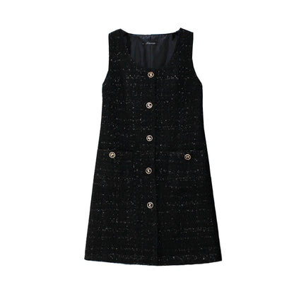 Slimming Large Size Camere Vest Dr Women's Autumn Winter High Waist A-Line Skirt Concealing Belly Button Design Casual Wear