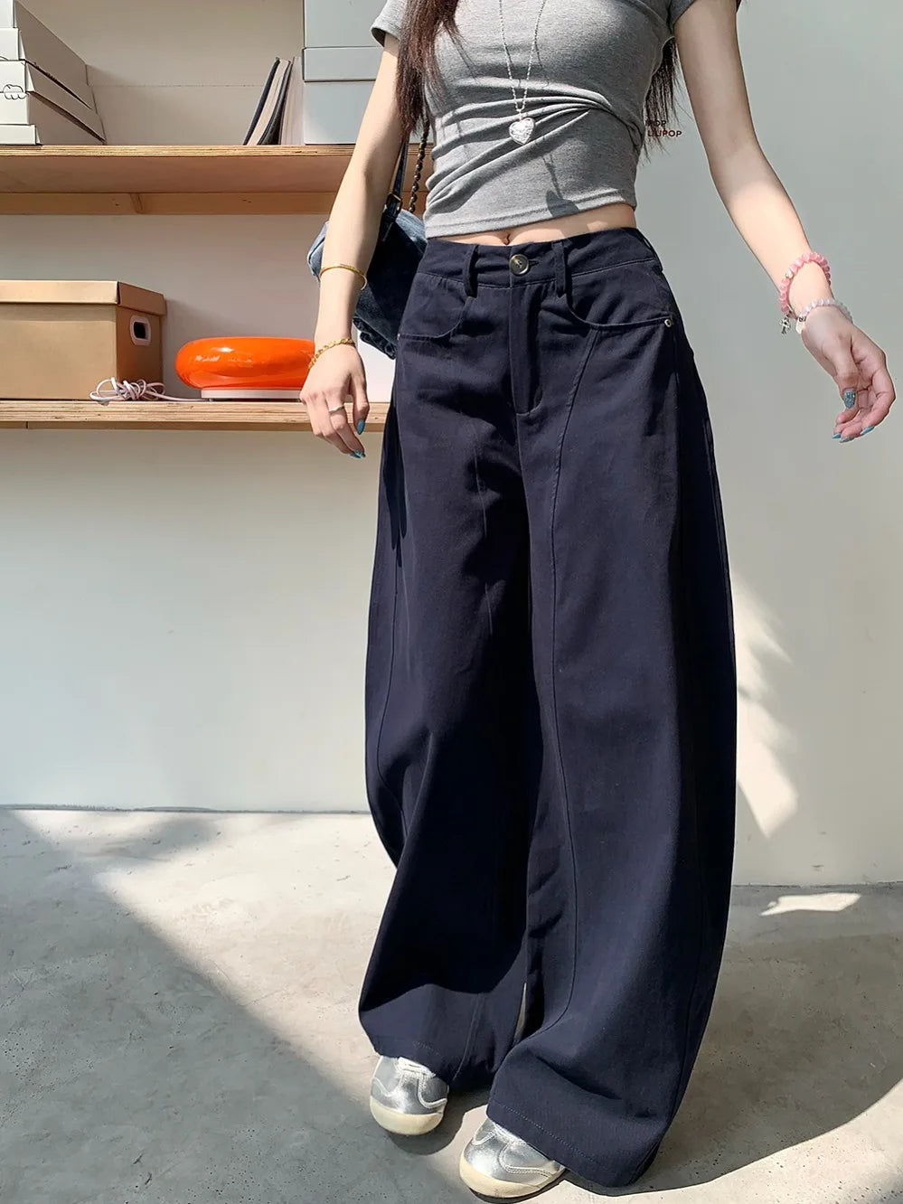 White High Waist Wide Leg Pants Women Summer Loose Casual Trousers Slimming Knife  Floor Length Pants Commute Sle