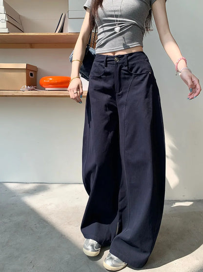 White High Waist Wide Leg Pants Women Summer Loose Casual Trousers Slimming Knife  Floor Length Pants Commute Sle