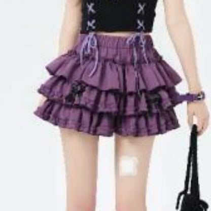 Harajuku Y2k Lolita Style Mini Skirt Women Korean High Waist Ruffles Cake Skirts Japanese Kawaii Pleated JK Fashion Short Skirts