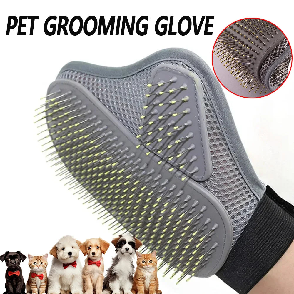 Pet Grooming Glove Hair Removal Brush Cat Dog Fur Hair Deshedding Gentle Efficient Dog Combs Pet Bathing Massage Products