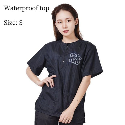 Pet Grooming Clothing Waterproof Work Clothes For Pet Stores Short Sleeve Tops Anti Hair And Anti-static Pet Groomer Smock Y0519