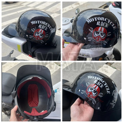 Motorcycle Helmet Retro German Classic Moto Helmet Casco Moto Half Helmet  Capacete De Moto with HD Visors