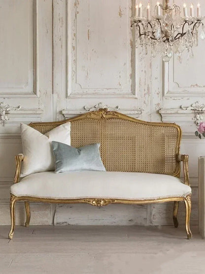 Furniture Sofa French Wood Carved Old Rattan Leisure Photography Single Sofa