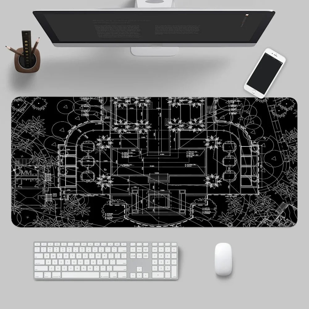 Mouse Pad Gaming Accessory Mechanical Drawings Home Large HD Mousepad XXL MousePads Natural Rubber Carpet Non-Slip Table Mat
