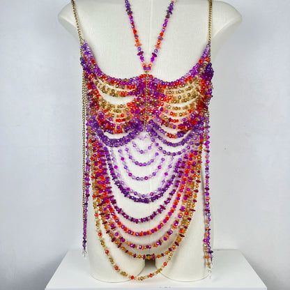 2025 New Women's Necklace Beaded Vest Hollow Out Top Jewelry Exaggerated Pearls Neck Bra Fashion Bra Women's Club Carnival