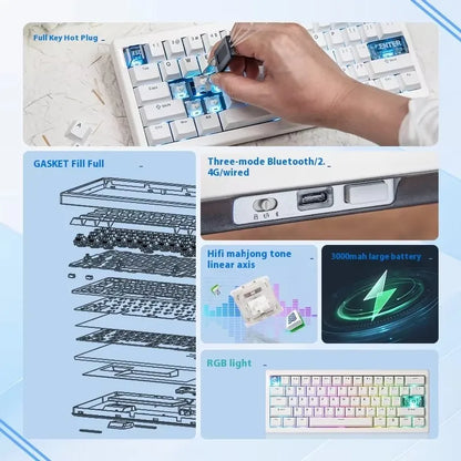 CIDOO QK61 V2 Mechanical Keyboard 60% Layout Gasket Structure VIA Programmable Hot-Swap Three Mode Wireless RGB Keyboard
