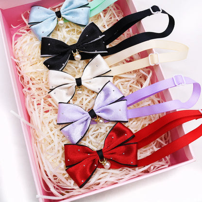30PCS Pet Dog Collars 2026New Pearl Dog Bow Ties Collars Accessories For Dogs Cats Necktie Fashion Shining Small Pet Supplies