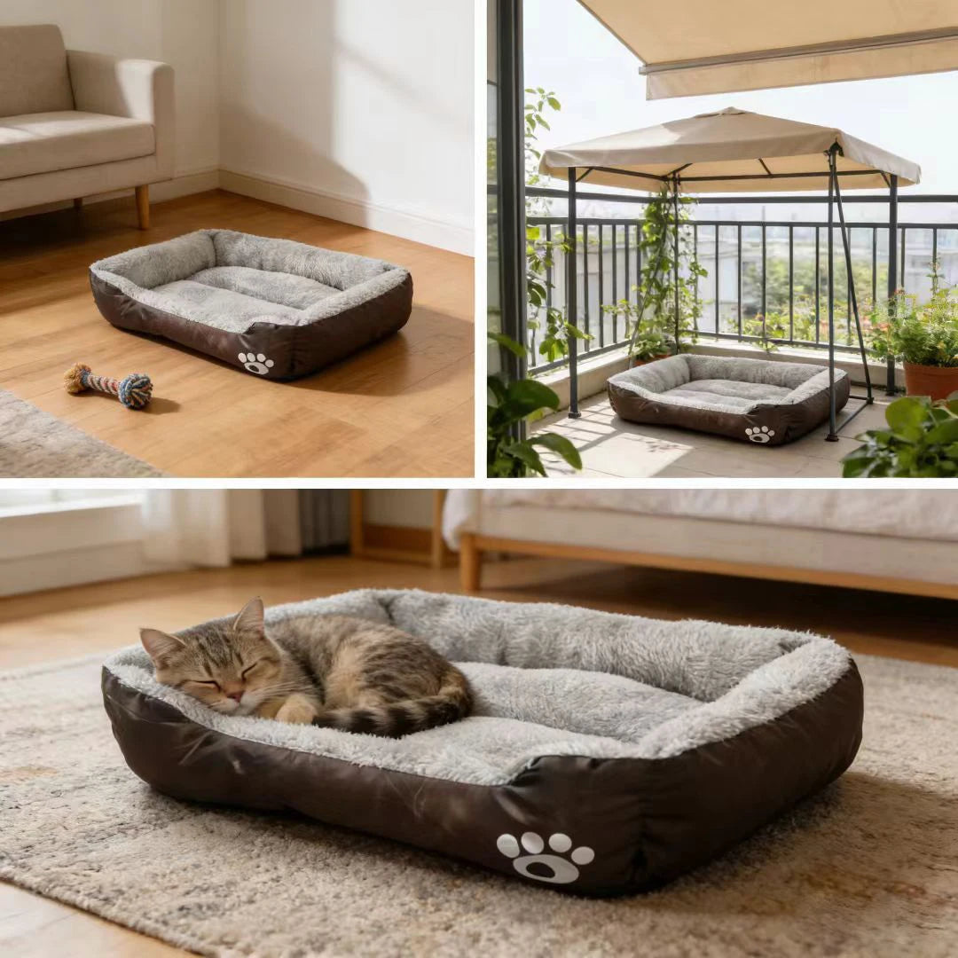 Cozy Print Pet Bed for Dogs & Cats - Soft Plush Warm Kennel Mat, Non-Slip Bottom, Ideal for Small to Medium Pets