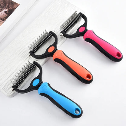 Dog Cat Grooming Brush Deshedding Tool Double-sided Deshedding Comb Gentle Pet Grooming Tool Pet Supplies