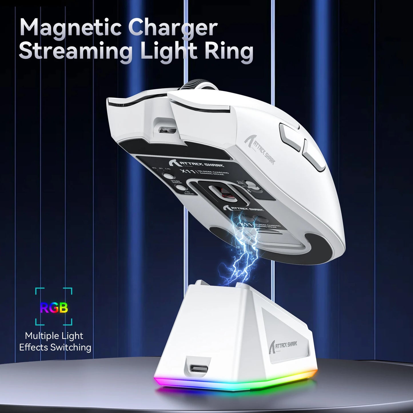Attack Shark X11 Wireless Gaming Mouse: 3-Mode (2.4GHz/Wired/Bluetooth), PAW3311, 22000DPI, 400IPS, PC Gaming Mouse