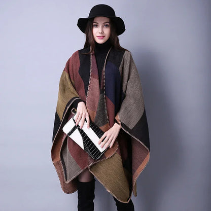 Winter Fashion Poncho Women Capes Scarf Imitation Cashmere Ladies Scarves Warm Shawls Wraps Woman Ponchos Bufanda Mujer Foulard