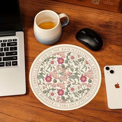 Cute round mouse pad with anti slip rubber base, portable office desktop pads, computer laptop, PC accessories