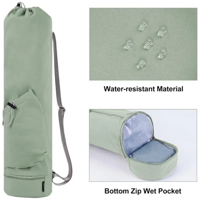 Yoga Mat Bag with Water Bottle Pocket and Bottom Wet Bag Multifunctional Sport Yoga Mat Carrier Storage Bag
