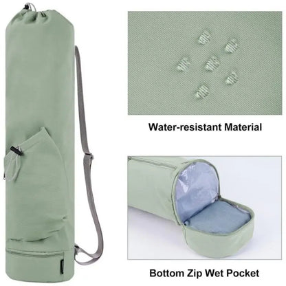 Yoga Mat Bag with Water Bottle Pocket and Bottom Wet Bag Multifunctional Sport Yoga Mat Carrier Storage Bag