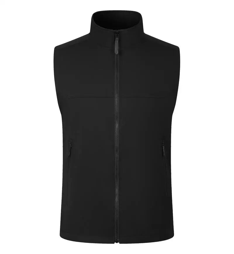 Custom Logo Standing Collar Vest Warm Full Zip Up Sleeveless Jackets Lightweight Outdoor Hiking Vest Man’s Volunteer Waistcoat