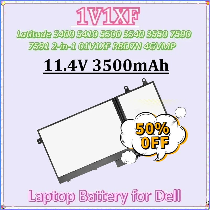 11.4V 3500mAh 1V1XF for Dell Latitude 5400 5410 5500 3540 3550 Inspiron 7590 7591 2-in-1 01V1XF R8D7N 4GVMP New Laptop Battery