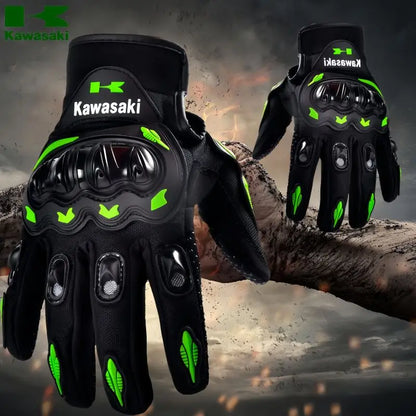 Kawasaki Gloves All Finger Bicycle Breathable Gloves Motorcycle Collision Avoidance Rider Gloves Outdoor Sports Gloves