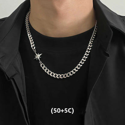 Titanium Steel Double-Layer Layered Star Necklace For Man Woman Hip-Hop Non Fading Sweater Clavicle Chain Couple Jewelry