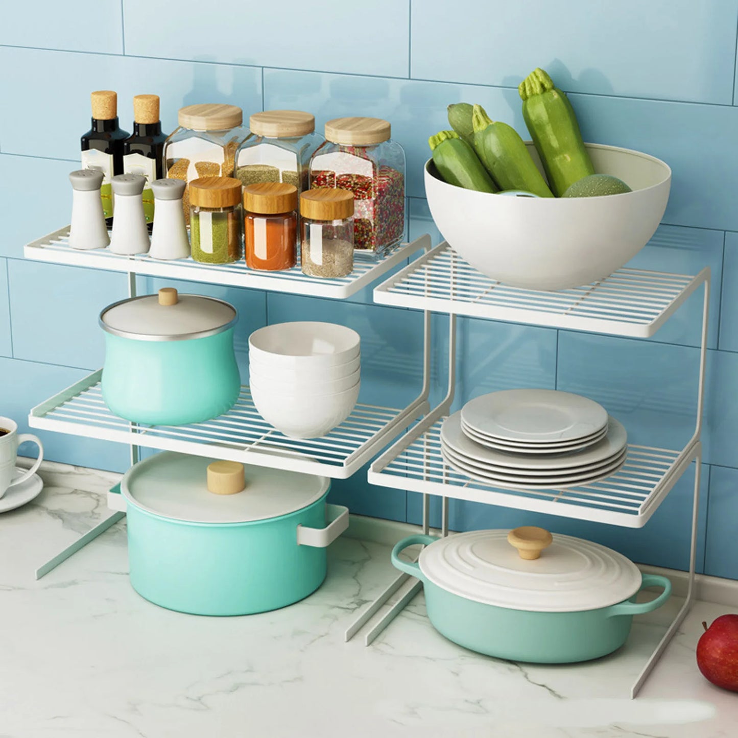 Dish Rack Dish Rack White Dish Drainer Carbon Steel Sturdy Stackable Multipurpose Kitchen Storage Rack For Plates Bowls Kitchen