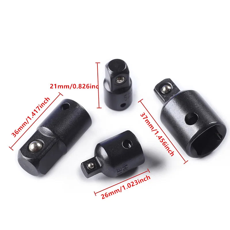 12pcs Impact Socket Adapter And Reducer Set Extension Set Socket Drill Adapter Turns Power Drill Into High Speed Nut Driver, 1/4