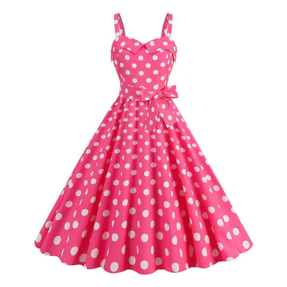Women Vintage Pink Plaid Dress Retro Rockabilly Strap Suspenders Cocktail Party 1950s 40s Swing Dress Summer Dresses