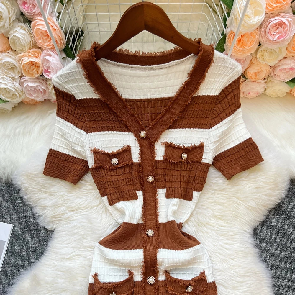YuooMuoo Brand Fashion V-neck Women Knit Long Dress 2025 New Elegant Office Lady Wrap Hips Split Bodcyon Sweater Dress Vestidos