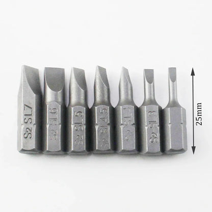 10Pcs 1/4" 25mm Slotted SL2.5-SL7 Screwdriver Bit Set Repair Tools Screwdrivers Kit Hex Shank Drill Bit For Power Household Tool