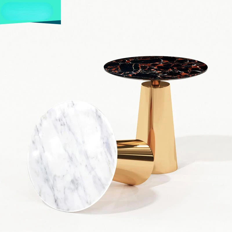 Luxury modern circular white and gold coffee table