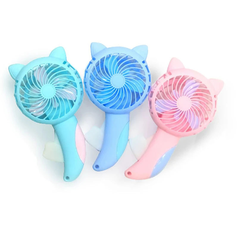 3-color Portable Handheld Fan, Hand Pressed Fan, Mini Portable Fan, Battery Free, Cute Home Fan, Cooling Cartoon Handheld Fan