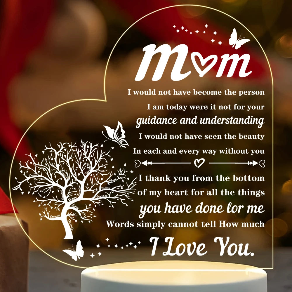 heart transparent Acrylic ornaments decorations gift for my mom birthday present from family souvenir for my mother gift X075