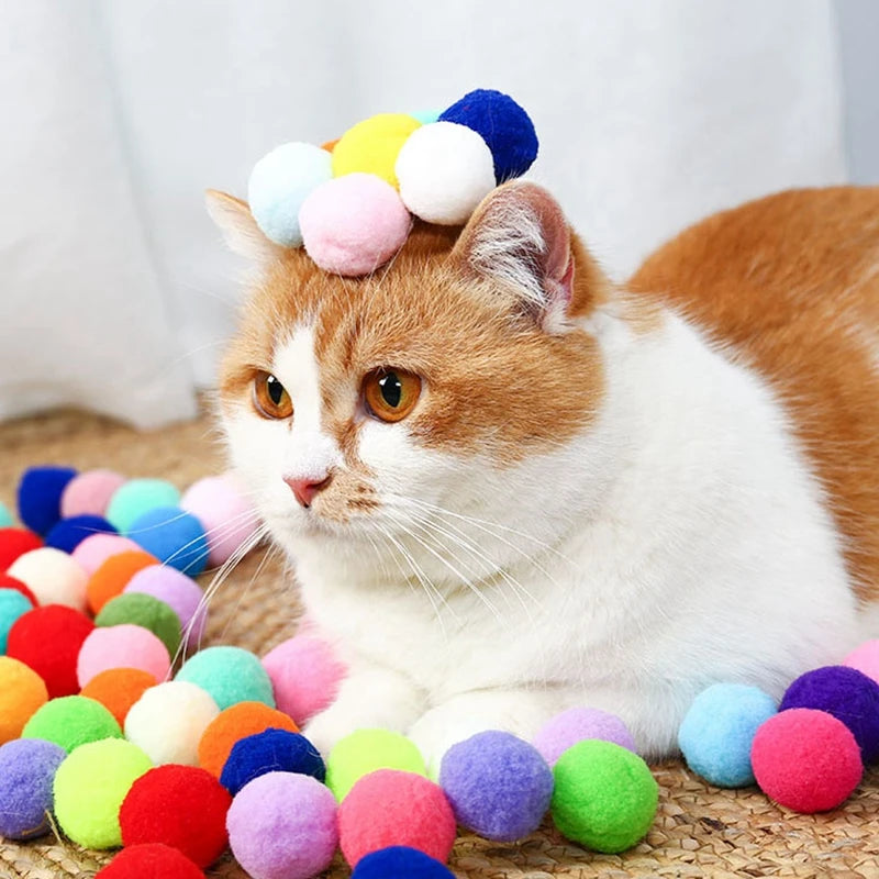 Colorful Plush Ball Cat Toys for cats Molar Bite Resistant Bouncy Interactive Funny Cat Balls Chew Toy Training Toy Pet products