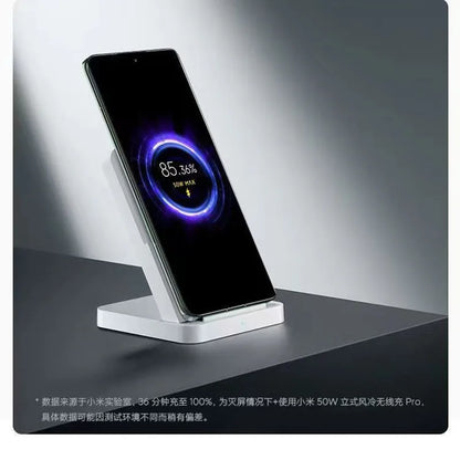 Xiaomi Mi 50W Wireless Charger Pro Vertical Air Cooling Fast Charging For Xiaomi 17/15/14/13/12 Series For iPhone Series